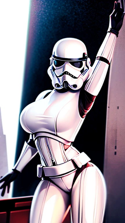 A girl Storm trooper has large breasts