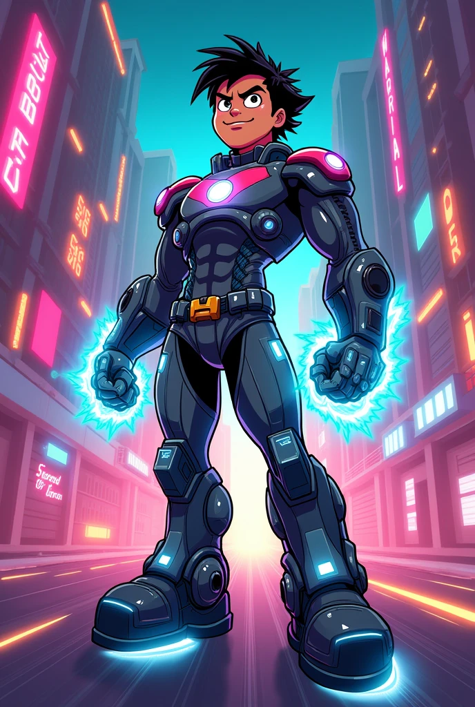 Cartoon design of syborg character in teen titans animation