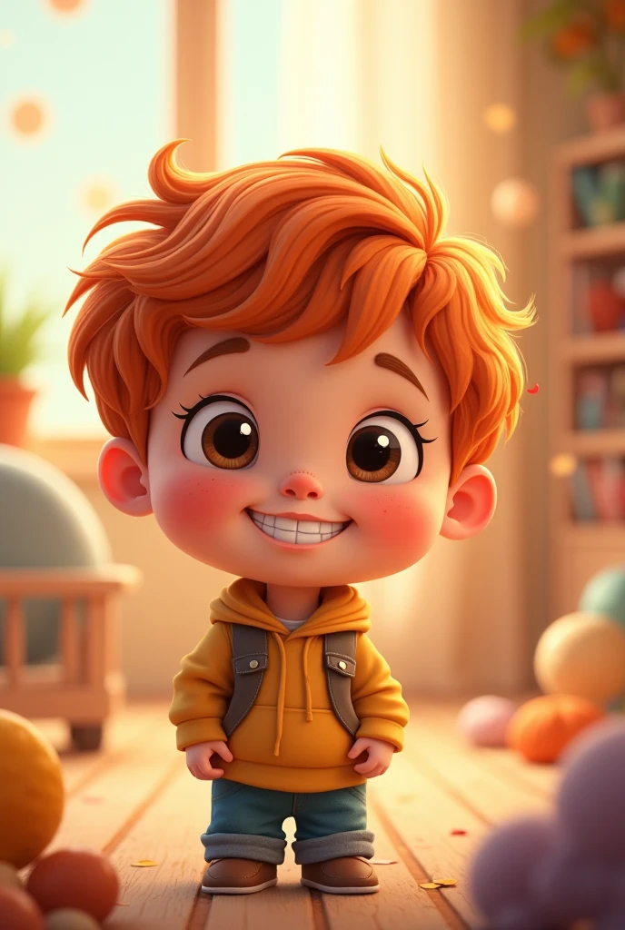An adorable cartoon boy