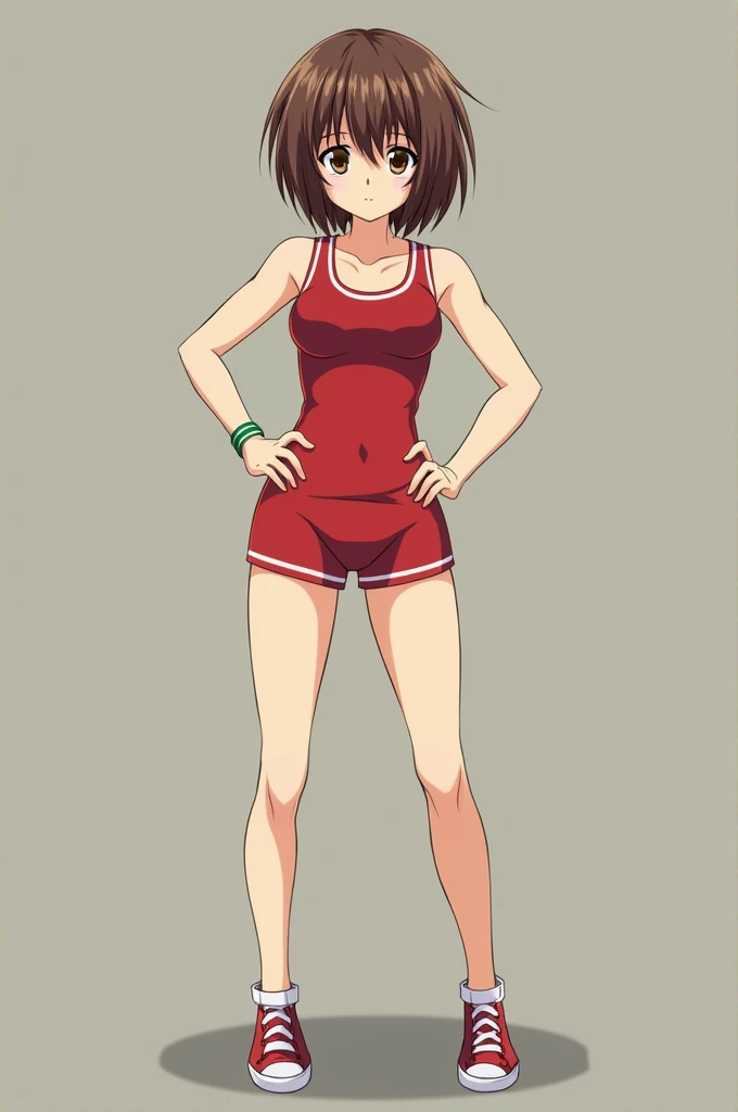 Orihara Kururi, sexy, gym uniform, brown hair, short hair, standing, curvy, brown eyes, Kuudere, Durarara, anime, character