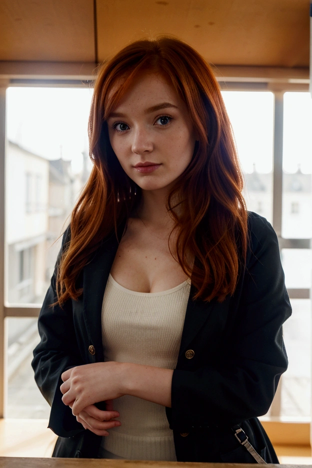 une rousse mignonne, réaliste, miséricorde de la surveillance