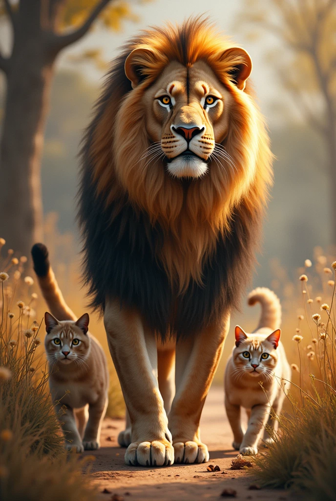 Lion with cat
