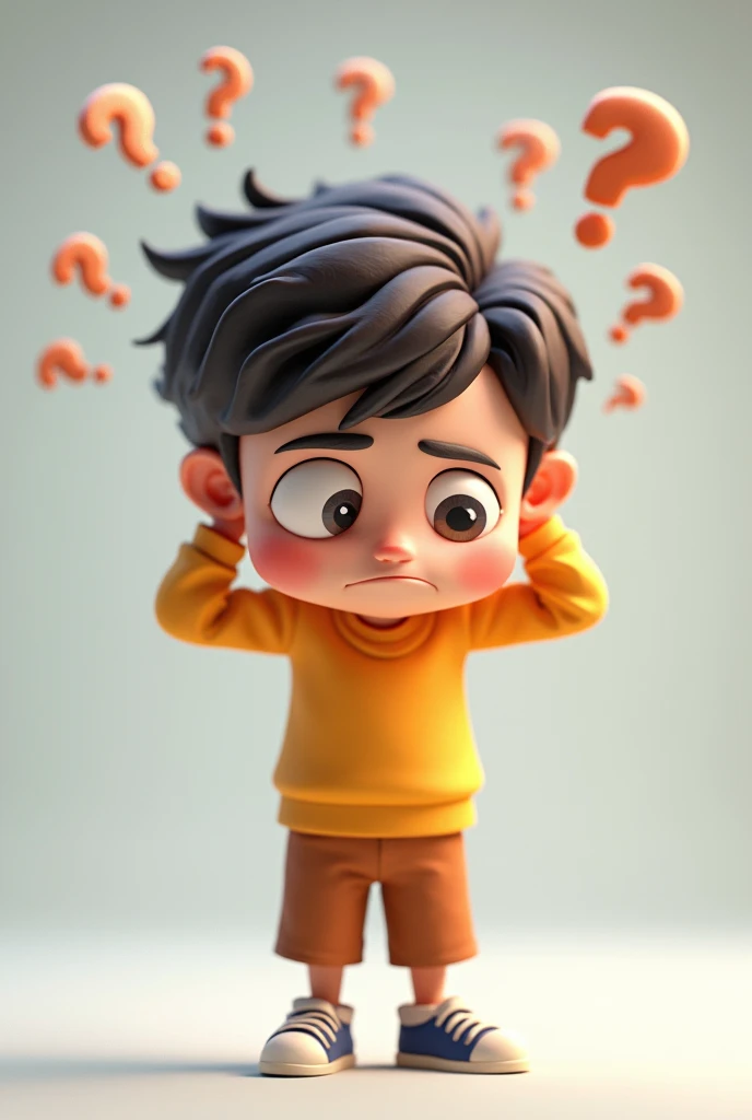 Stress mental boy kid 3d cartoon