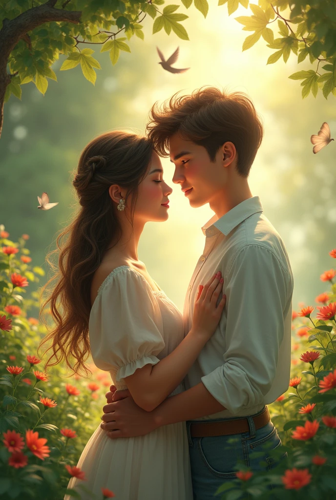 Beautiful girl and boy so beautiful nature in love