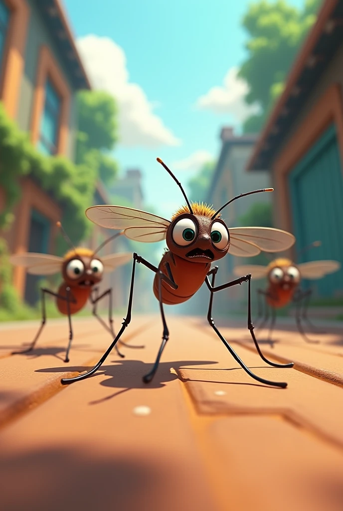 Mosquitoes in attack run ai 3d cartoon type realistic image