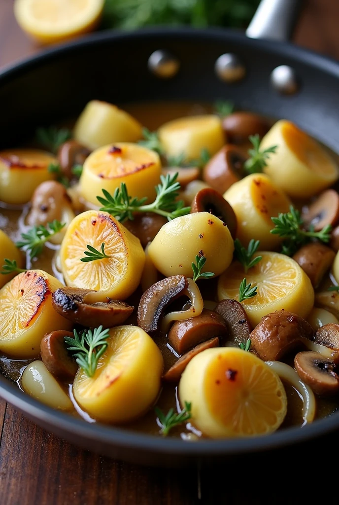Artichoke Hearts with Mushrooms and Thyme

Ingredients:

500 g artichoke hearts - canned

2 onions- chopped

400 g mushrooms - chopped

4 garlic cloves

1 bay leaf

cup white wine

cup vegetable stock

1 slice of lemon

1 teaspoon fresh thyme

Salt and pepper

Fry light low calorie cooking spray