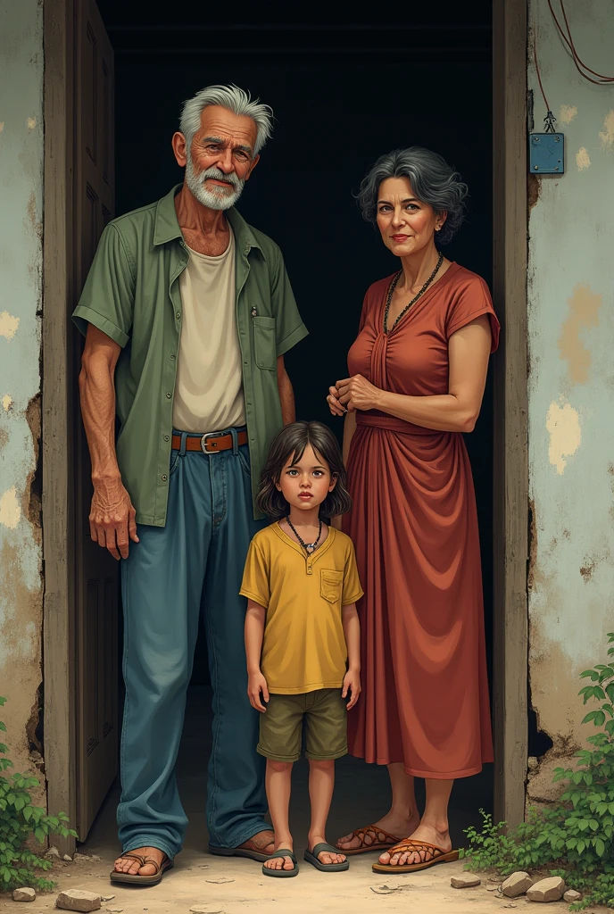 His family was very poor.girl 2, father 50 years old and mother 40 years old.outside the room