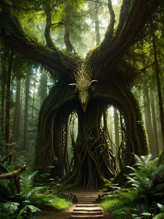 huge breast druidess in enchanted forest. sebastien grenier art. creatures