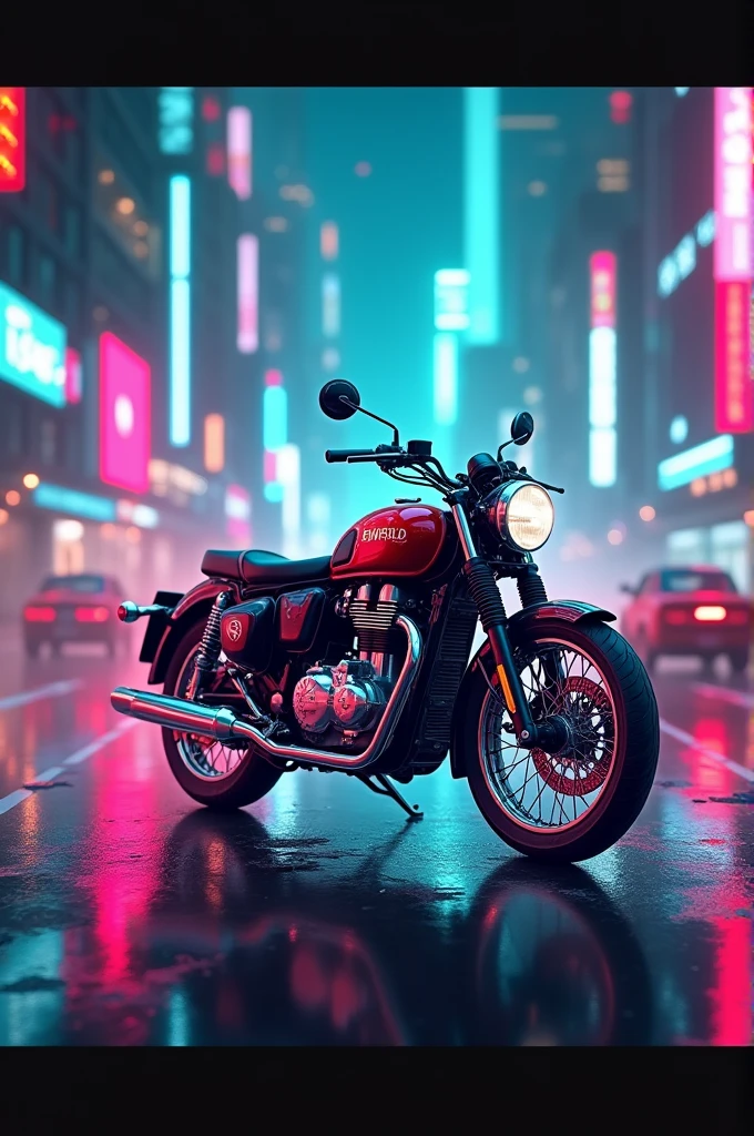 Cyberpunk neon blur royal Enfield car