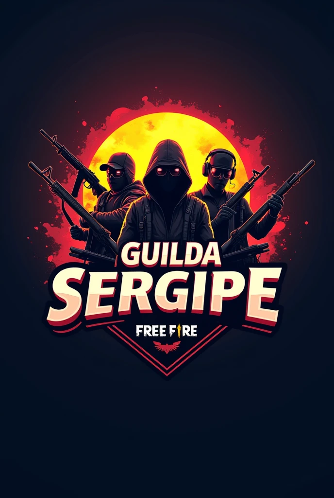 Create a logo with the name GUILDA SERGIPE with Free Fire images in the background for a WhatsApp group profile