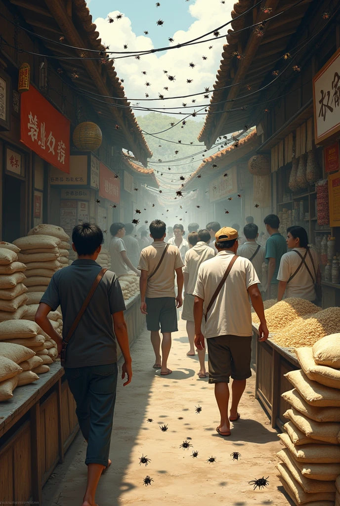 Flies at the rice shop