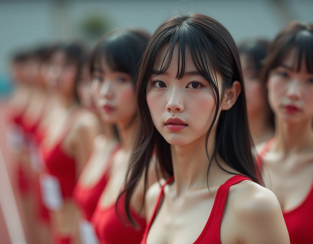 (No need for a center subject in the foreground), (Japanese Clone-girls=Myself), (Super Best masterpiece Clone-girls Raw Photography Art), (16K, Highest quality, Ultra-high resolution, RAW Photos), (It's so unrealistic., With unparalleled depiction, With an unfathomable sight, An unprecedented and shocking worldview, Clone-girls: In a world of mass reproduction, Ultra-realistic depiction), (Japanese Girls, Hamabe-Minami, 16yo), (Small face, Thick black hair, Short Hair, Dark Eyes, Mature face, Cute Smile), (Serious expression), (Very beautiful and detailed girl, Accurate body structure, Accurate body movements, Very detailed body), (Super big breasts, Large bulge of ample breasts), (Track and field uniforms, Emphasise the fullness of your breasts), (Very detailed, Myself cloning, Depiction of splitting oneself, 1Myself girl→1,000,000,000,000,000,000,000,000,000,000Myself cloning girls), (Myself clone girlsは, With the same perfect appearance, to multiply in large numbers), (Very detailed depiction, Myself's multiplying female body, In the same female body,With the same face, With the same hairstyle, In the same clothes, At the same height, 同じSuper big breastsで, A completely indistinguishable female body, 1,000,000,000,000,000,000,000,000,000,000 people), (Myself girls only), (1,000,000,000,000,000,000,000,000,000,000Myself girls), Starting point for the women's marathon, Myself Crowd, Lined up side by side at the starting line,A scene just before the start, 1 second before the starting gun, A tense and realistic experience, Tension at the start