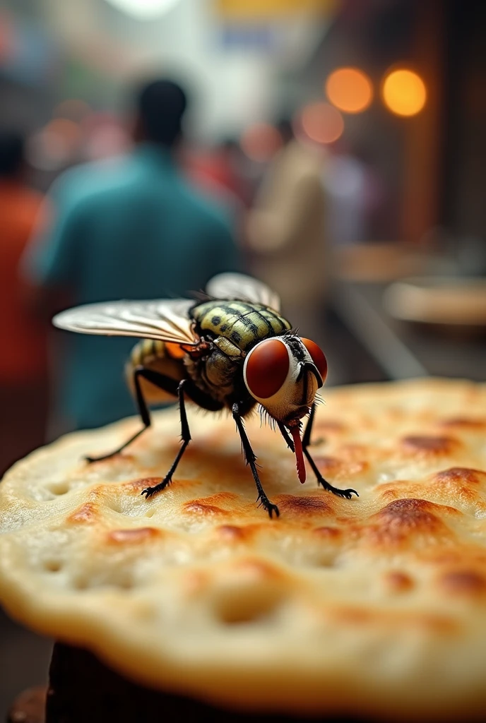 A fly at a roti shop