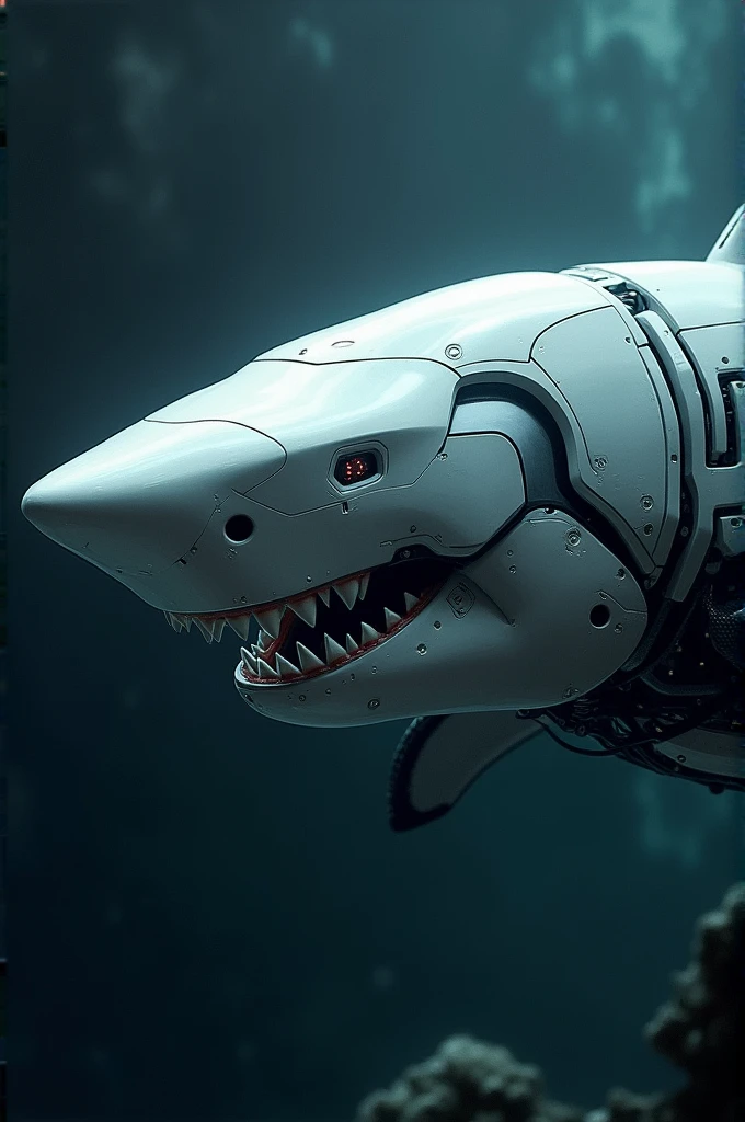 Shark with white head cyborg 