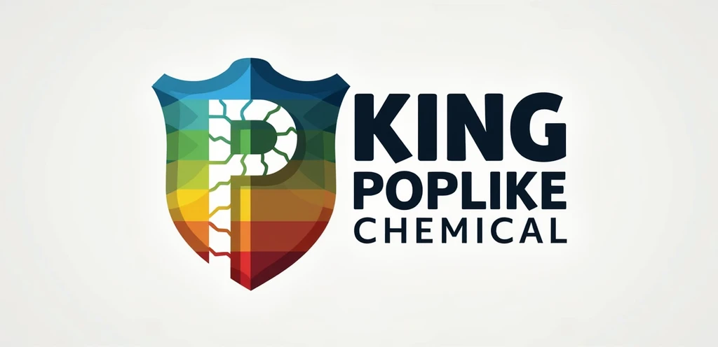 2,048 x 1,152 pixels, refine the recently redesigned logo: Maintain the left side graphic where the 'K' silhouette has been transformed into a 'P' shape resembling a stylized chemical flask or beaker. Keep the colorful shield design with integrated molecular bond structures or atomic representations within the color bands.replace "KING"with "POPLIKE"
Key modifications:
Change the right-side text to three stacked lines reading:
POPLIKE (top line)
CHEMICAL(bottom line)
Adjust text sizing and spacing to fit these three lines harmoniously within the existing design
Maintain the overall balance between the left graphic and right text elements
Style: Preserve the chemical and industrial themes already incorporated, including any molecular structures, reaction arrows, or laboratory equipment symbolism. Retain the vibrant color scheme (blue, green, yellow, orange, red) in the shield design.