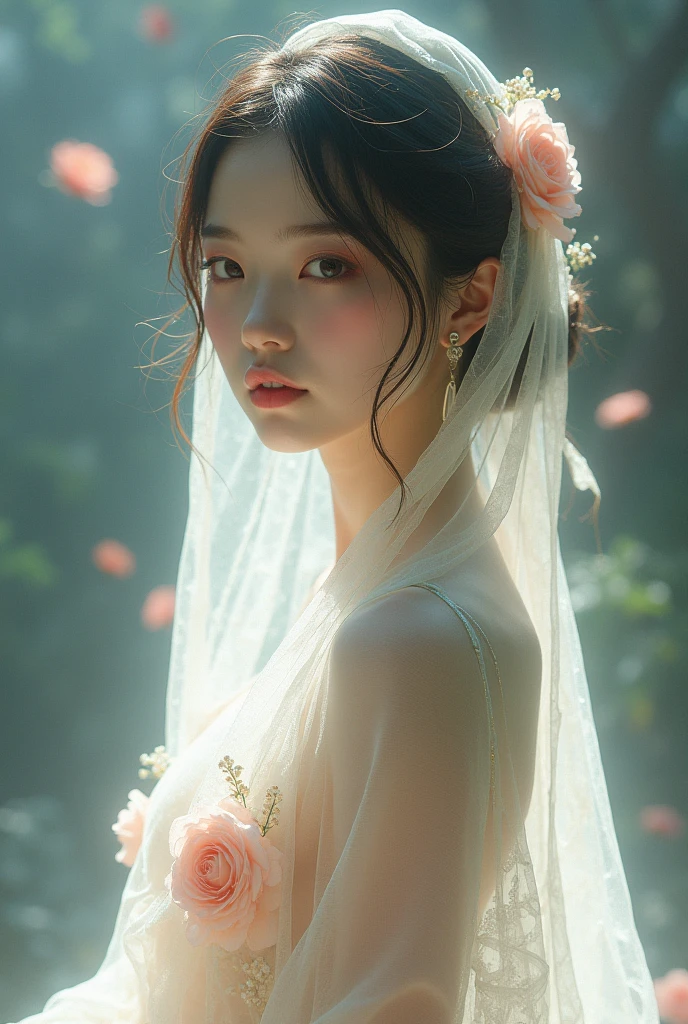 Very beautiful japanese woman in invisible clothes