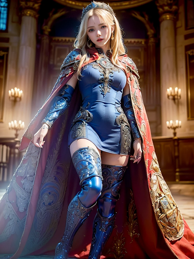 (((masterpiece, best quality))),(((high quality))),(((high resolution illustration))),(((hyper detail))),NSFW,(((Wordsworth's Sharon))),(((Very beautiful long blonde hair))),(((Very beautiful face))), ((((Detailed face)))),(((very beautiful blue eyes))),(((Realistic Skin))),(((her face is flushed))),(((slim body))),(((slim thighs))),(((small breasts))),(((very beautiful slender legs))),(((deep blue armored dress armor with extremely detailed and intricate decoration:1.5))),((( black boots with extremely detailed and intricate decoration))),(((red cloak with very detailed and intricate decoration:1.5))),(((beautiful earrings))),(((beautiful hair ornaments))),(((Late at night in the great hall of a luxurious medieval castle:1.4))),(((late at night:1.4))),(((wet her skin))),((Sharon is crying with tears streaming down her face:1.2))),