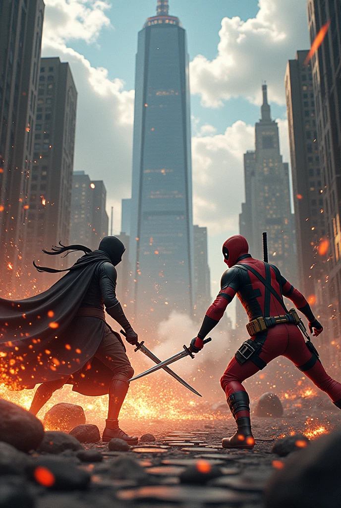 Itachi in Avengers fighting with Deadpool