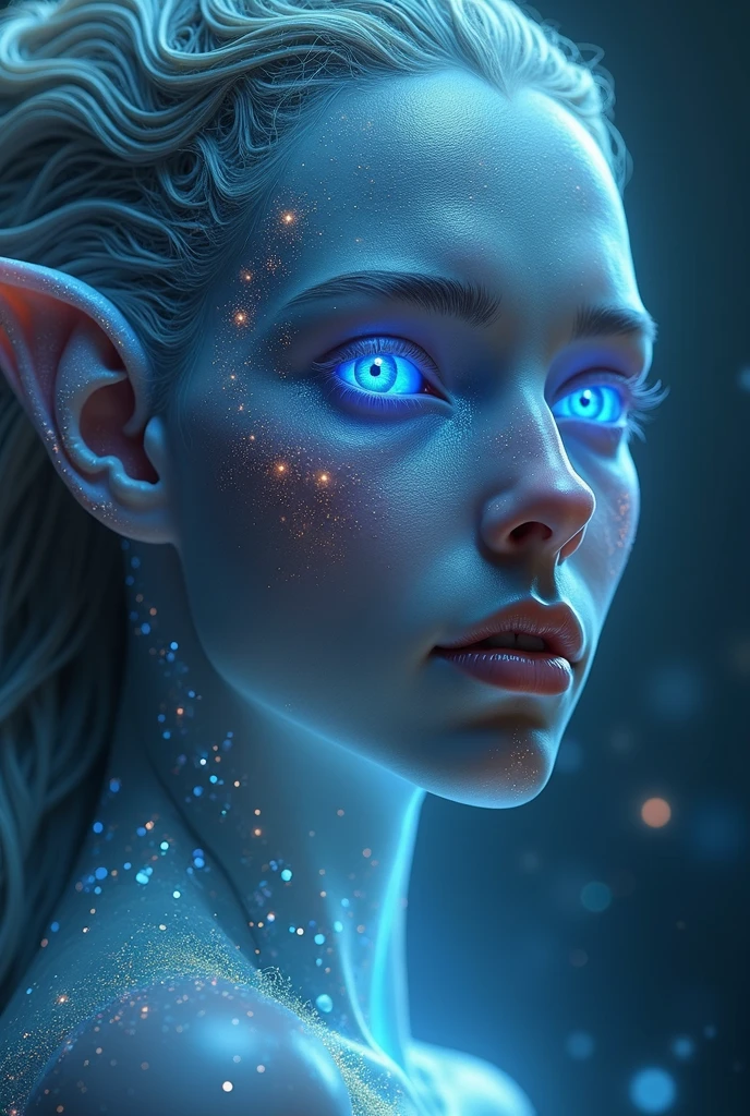 

**Prompt for Seaart AI:**
"Create a highly detailed, photorealistic portrait of an ancient celestial being with a regal and mysterious presence. The figure should have an ethereal, almost spectral appearance, with glowing blue eyes that emit a soft light. Its face should be covered with intricate, bioluminescent markings resembling star constellations. The skin should be semi-translucent, revealing faint outlines of energy flowing beneath, like glowing rivers of stardust. Instead of hair, the being has delicate tendrils that resemble living wisps of nebulae. The background is a cosmic landscape with swirling galaxies and nebulae, casting soft colorful lights that reflect on the being's features, enhancing its otherworldly beauty and ancient wisdom. The expression should be calm and contemplative, exuding a sense of timelessness and cosmic knowledge. ThThe overall mood is majestic and awe-inspiring, combining elements of science fiction and fantasy."

Suggestions for Enhancing the Image:
Background: Incorporating a cosmic backdrop will provide depth and amplify the ethereal feel of the subject. Using colorful nebulae or star fields can add visual complexity.
Color Contrast: The use of glowing blue against a darker, cosmic-themed background will make the figure stand out more, emphasizing its mystical and otherworldly qualities.
Details: Bioluminescent markings and nebulae tendrils will introduce intricate details, enhancing the visual impact of the image.
This prompt should help create a stunning and competitive entry in the Seaart AI competition, potentially surpassing the original Midjourney creation by enhancing the mystical and cosmic attributes.







