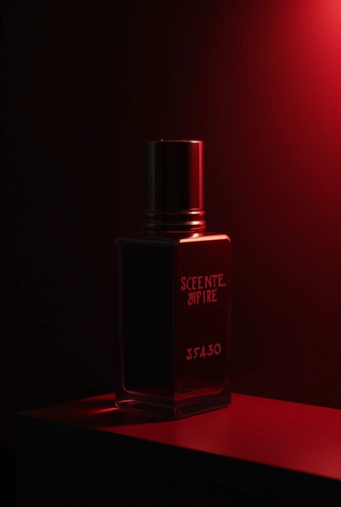 creat a frount banner for shipify of ‘length1400 and worth 600’ color dark red and black shade product added is perfumes company name Scent&spire