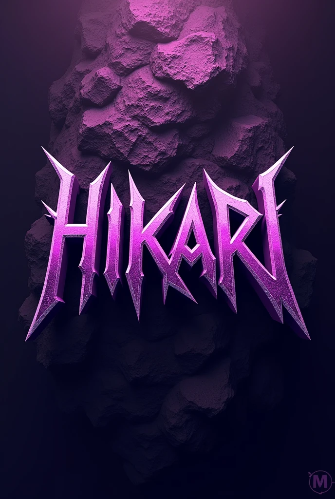 Hikari logo in rock metal style purple color palette Burnt
