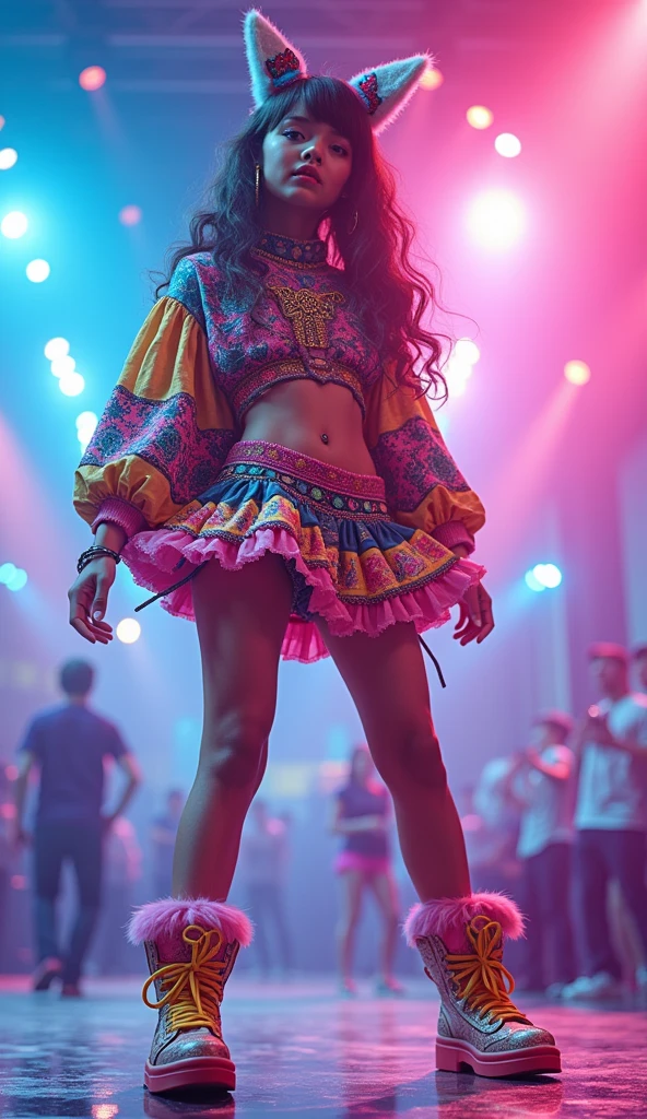 idol singer, cute stage costumes, whole body