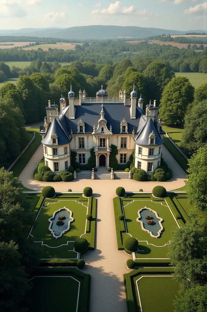 French manor house seen from the air