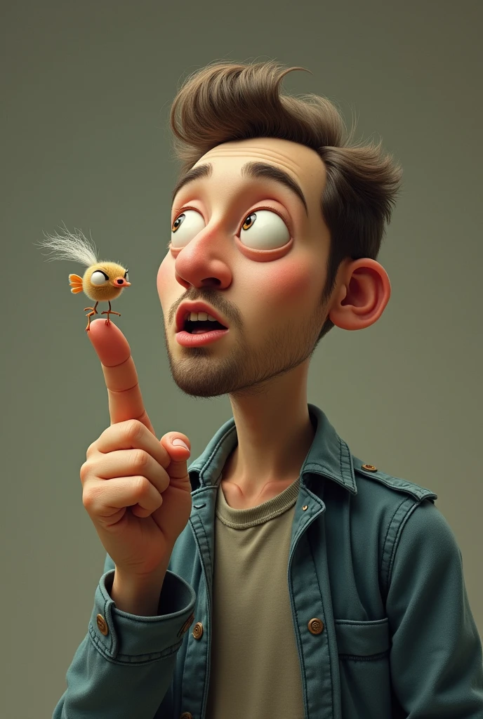 Un petit doigt imaginaire, est assis sur l'épaule d'un homme pour lui parler à l'oreille pour lui dire un secret. humoristique. écrire : " c'est mon petit doigt qui me dit tout "