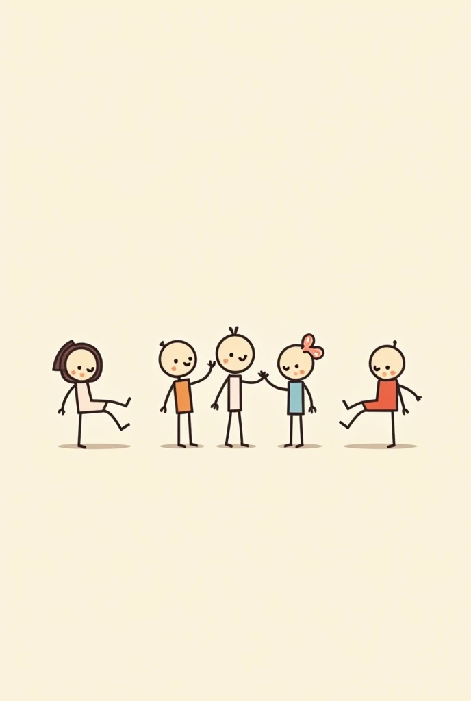 cartoon me a 5 friends (1 , 4 boys) stickman