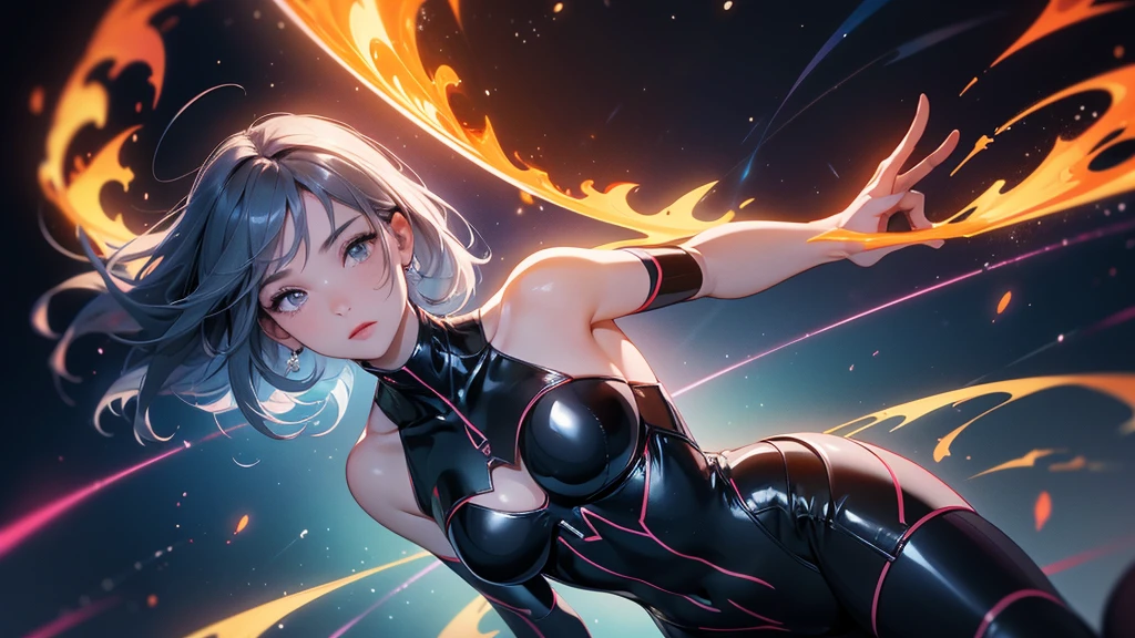 beautiful woman, angelical, in a fourth dimension, out of the Matrix, inimaginavel, seamless, powerful, emanating magma, floating obsidian, (4K), uhd, ultra detaild