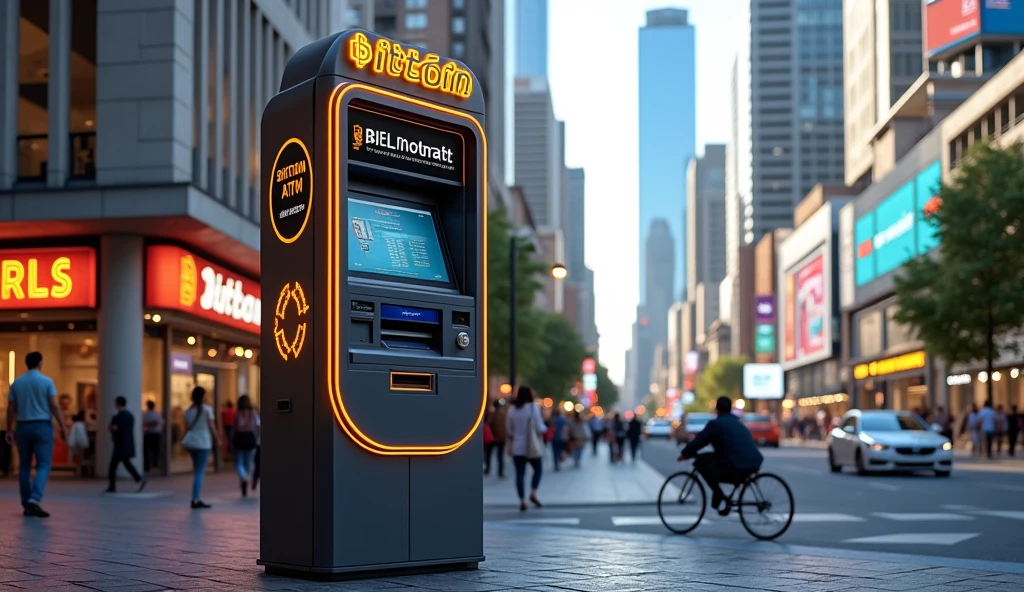 Create a visually striking image of an Australian Bitcoin ATM.