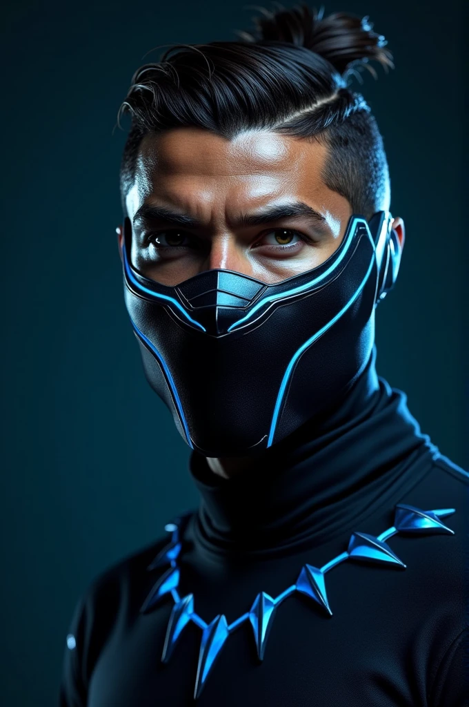 CR7 wearing the black panther mask 