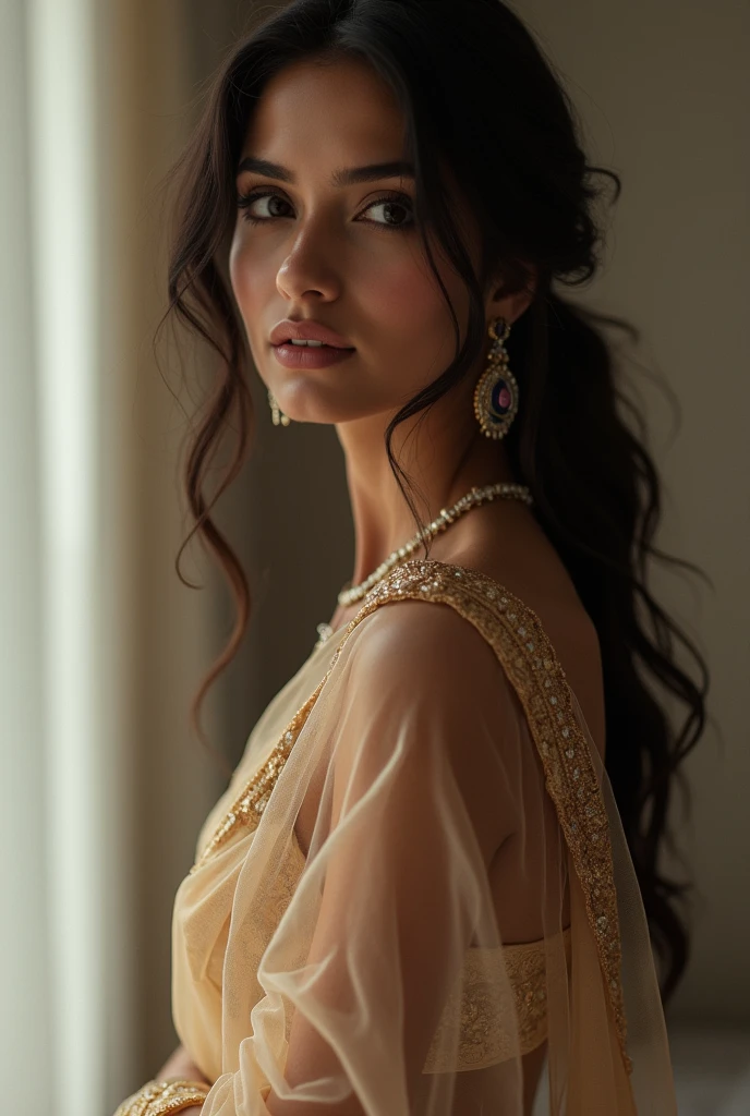 Hot Indian bhabhi in transparent saree