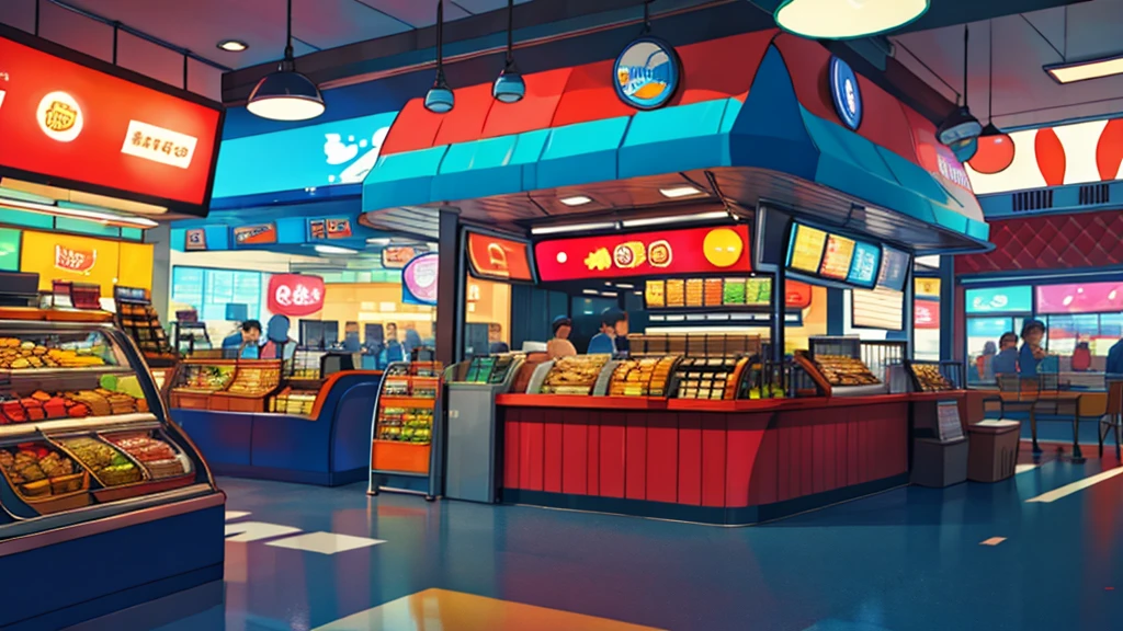 a fast-food shop, at day, no humans, no persons