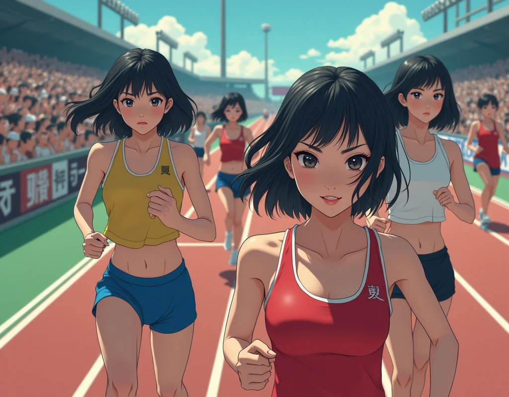(No need for a center subject in the foreground), (Japanese Clone-girls=Myself), (Super Best masterpiece Clone-girls Raw Photography Art), (16K, Highest quality, Ultra-high resolution, RAW Photos), (It's so unrealistic., With unparalleled depiction, With an unfathomable sight, An unprecedented and shocking worldview, Clone-girls: In a world of mass reproduction, Ultra-realistic depiction), (Japanese Girls, Hamabe-Minami, 16yo), (Small face, Thick black hair, Short Hair, Dark Eyes, Mature face, Cute Smile), (Serious expression), (Very beautiful and detailed girl, Accurate body structure, Accurate body movements, Very detailed body), (Super big breasts, Large bulge of ample breasts), (Track and field uniforms, Emphasise the fullness of your breasts), (Very detailed, Myself cloning, Depiction of splitting oneself, 1Myself girl→1,000,000,000,000,000,000,000,000,000,000Myself cloning girls), (Myself clone girlsは, With the same perfect appearance, to multiply in large numbers), (Very detailed depiction, Myself's multiplying female body, In the same female body,With the same face, With the same hairstyle, In the same clothes, At the same height, 同じSuper big breastsで, A completely indistinguishable female body, 1,000,000,000,000,000,000,000,000,000,000 people), (Myself girls only), (1,000,000,000,000,000,000,000,000,000,000Myself girls), Women's Marathon, competition, Powerful running depiction, Several groups formed, A crowd of cheerers along the route, The players and the support are all mine, Shooting can be done from anywhere, Keep your eyes straight