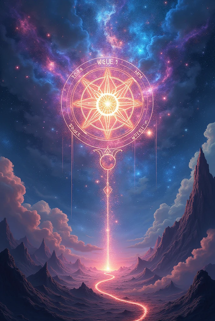 ((Best Quality)), ((masterpiece)), ((detailed)), ((High Definition)), Arcane formula of magic runes of various colors in anime style, magical aura, cosmic body.