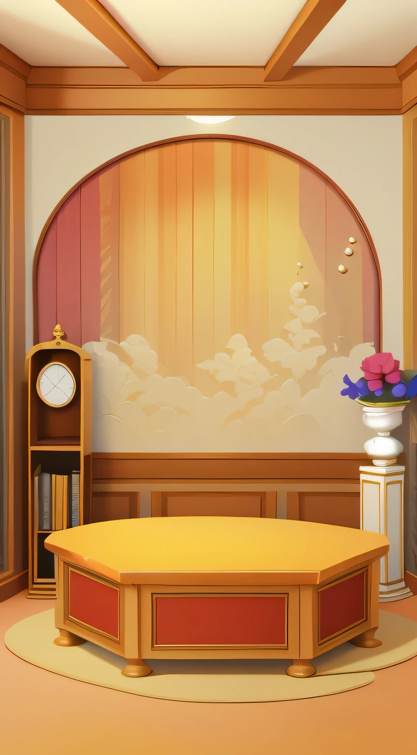 (masterpiece), (best quality), (Extremely detailed),A scene，Game scene，office，table，carpet，Bell，wall，table，Exquisite，Textured repeating wallpaper，Exquisite，European and American style，Hard Surface，simple，Cash registers，Cash registers are available on the table，Reasonable，detail，meticulous，Perfect，Perfect light and shadow，Illustration style，Use bright colors，With realistic proportions and textures，Hand Painted, Full of energy, Movie Lighting, masterpiece, 8k，Slanted floor texture