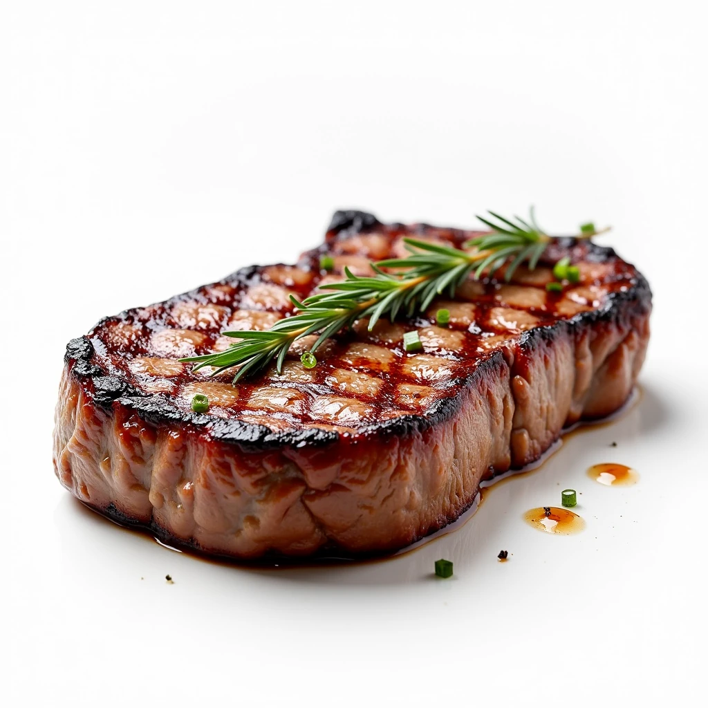Real steak,Grilled steak,gourmet food,real picture,tasty,White background