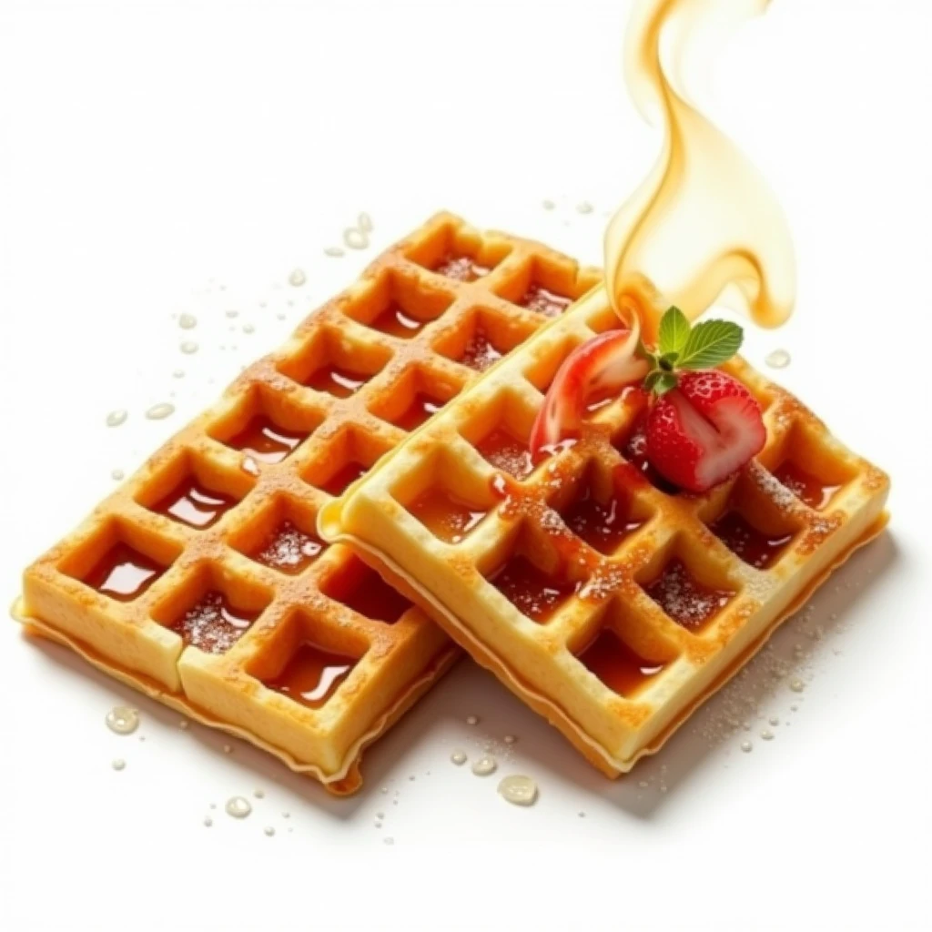 Real waffles，Fried waffles，gourmet food，real picture，tasty，White background