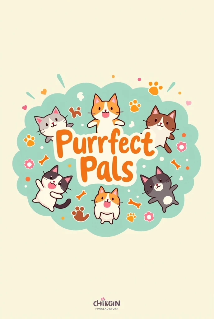 Background: Use a soft, inviting color palette. A pastel background with light colors such as baby blue, mint green, or a warm beige can create a friendly atmosphere.Main Elements:Paws and Cats: Incorporate cute, stylized cat illustrations. You could have a few playful cats or kittens, maybe some with paws up as if reaching out.Text: Write "Purrfect Pals" in a fun, whimsical font. Consider a playful script or rounded typeface to match the friendly theme. The text can be in a contrasting color to make it stand out, such as a darker shade of one of the background colors or a complementary color.Additional Elements:Accessories: Add little accessories like cat toys, fishbones, or paw prints scattered around the design to enhance the theme.Borders: A subtle border around the image can help contain the elements and make the design pop.This design should capture the essence of the name "Purrfect Pals" and make your channel visually appealing.