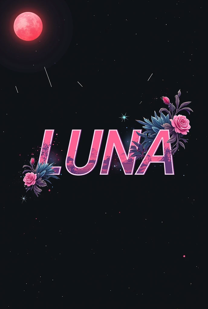 High resolution, red moon, logo spelling swiftly “Luna” cool, Jdm theme, anime theme, Cyberpunk vibe name spelling, brand logo, logo for tshirt, brand logo “LUNA”, neon vibes, acid trip vibes, acid trip, shooting stars, acid trip inside “LUNA”, acid trip, hallucinations inside “LUNA”, Waves of hallucinations, splash, waves of futuristic hallucinations, red moon hallucinations, stars in the background, growing roses inside “LUNA” , ghosts hallucinations,
