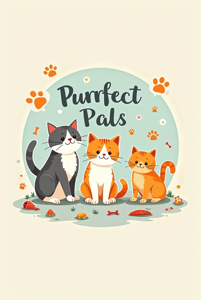Background: Use a soft, inviting color palette. A pastel background with light colors such as baby blue, mint green, or a warm beige can create a friendly atmosphere.Main Elements:Paws and Cats: Incorporate cute, stylized cat illustrations. You could have a few playful cats or kittens, maybe some with paws up as if reaching out.Text: Write "Purrfect Pals" in a fun, whimsical font. Consider a playful script or rounded typeface to match the friendly theme. The text can be in a contrasting color to make it stand out, such as a darker shade of one of the background colors or a complementary color.Additional Elements:Accessories: Add little accessories like cat toys, fishbones, or paw prints scattered around the design to enhance the theme.Borders: A subtle border around the image can help contain the elements and make the design pop.This design should capture the essence of the name "Purrfect Pals" and make your channel visually appealing.