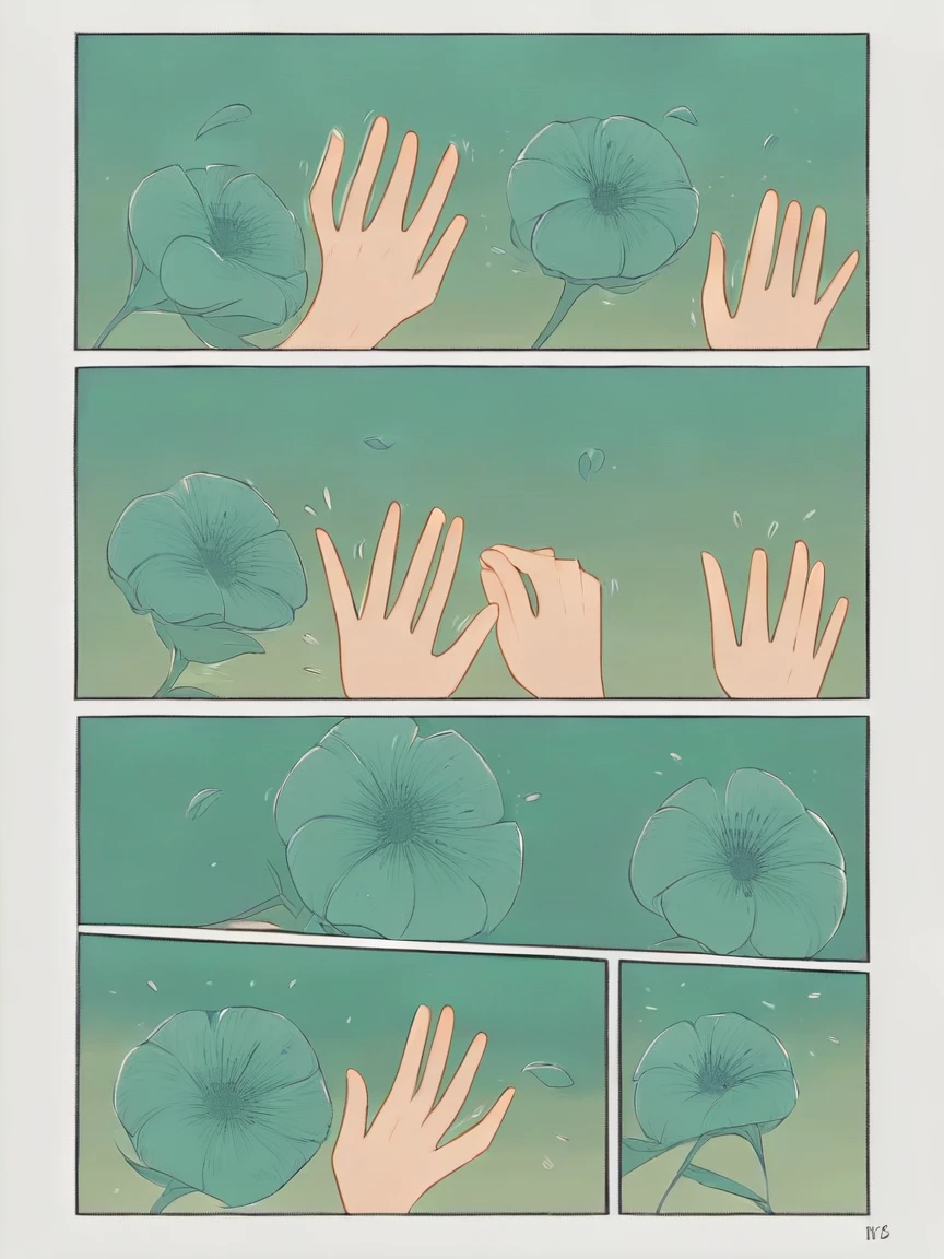 score_9, score_8_up, score_7_up, score_6_up, p4n3ls, 1girl, 1boy, flowers, long hair, panels, (8k, best quality, master piece: 1.2),super high resolution, unw3ll dark, gloomy, simple background, flower, black background, eyes, hands on face, (panels)