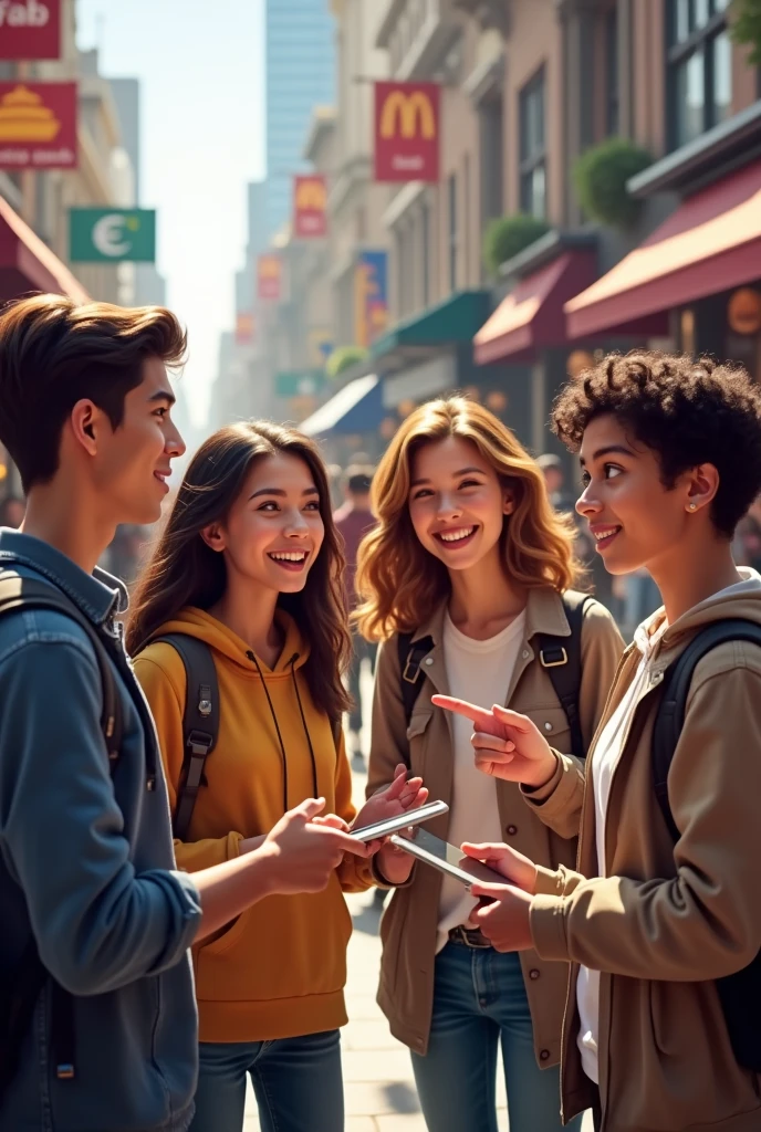 Picture of students asking about restaurants

