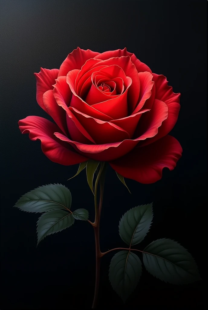 A red rose flower painting with black background