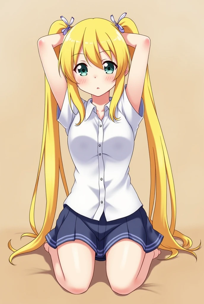 Blonde twintails high school student cute anime Japan whole body SEX pubic hair uncle Humiliation rape Humiliation Small Tits Pussy