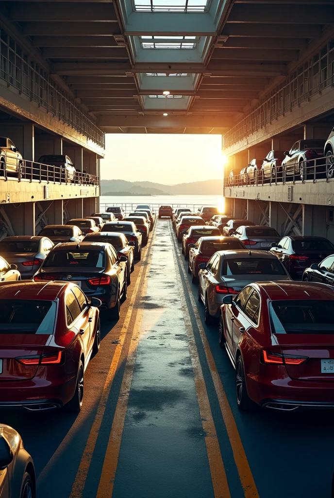 Car deck of the Cruise car ferry named MS PAGSANGHAN