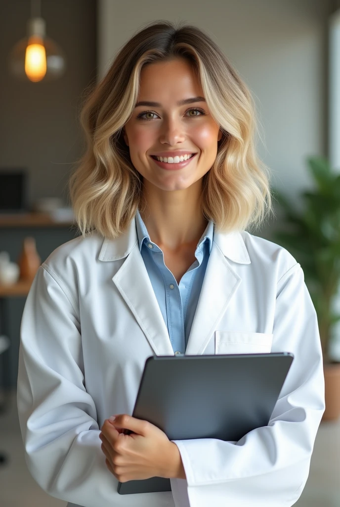 A nutritionist with short blonde hair
