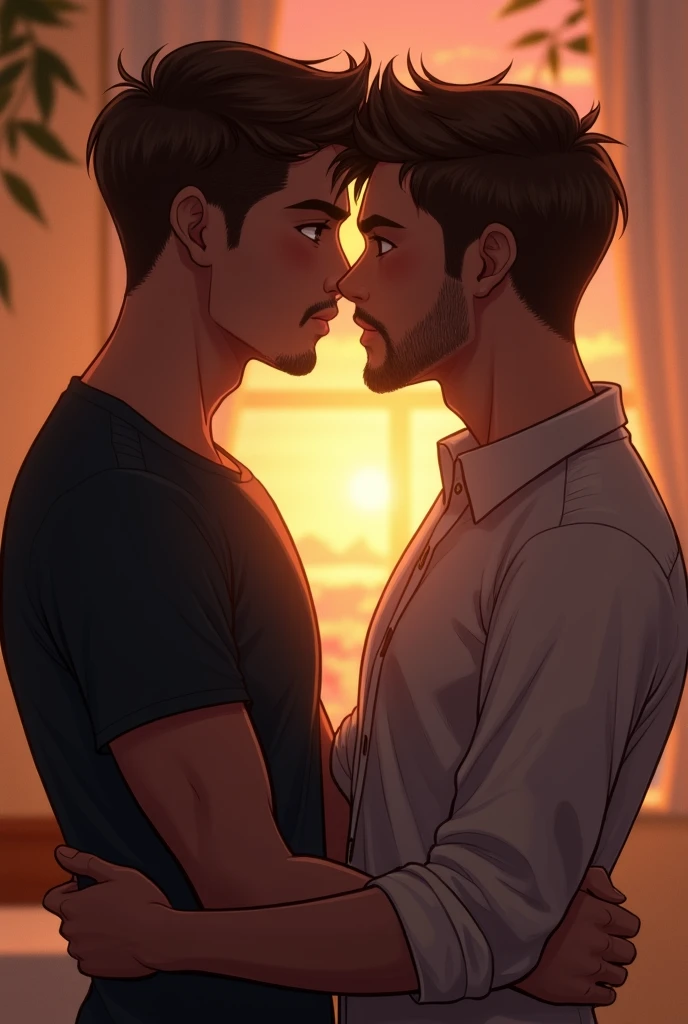 Two guys kissing