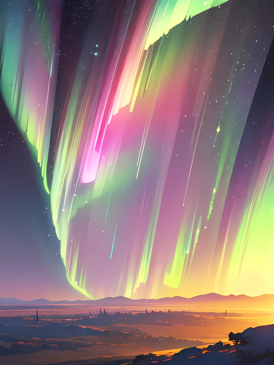 Imagination Image、color々The light is the aurora、number々Stars々、Mysterious Gradient、fine、beautiful、high quality、nohumans